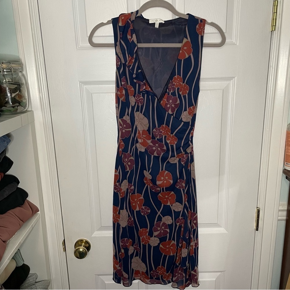 Kookai Floral V Neck Sleeveless Mini Dress 1